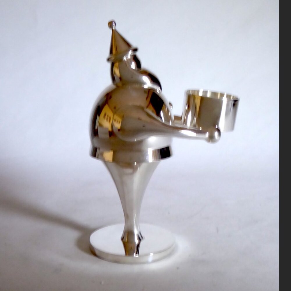 NEW VINTAGE 7.5” POTTERY BARN SILVER PLATE SANTA CLAUS TEA LIGHT CANDLE HOLDER - Picture 4 of 10